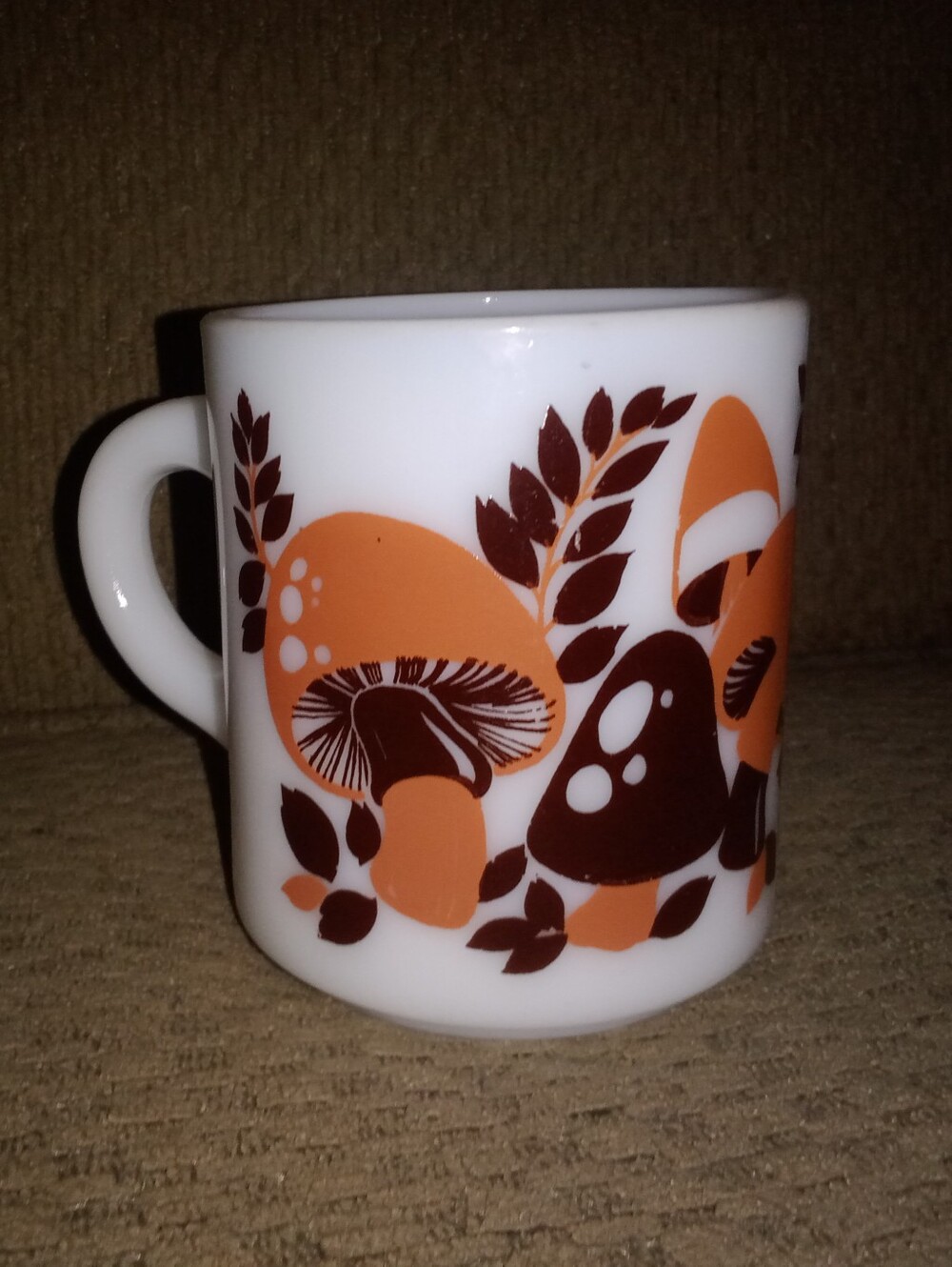 Vintage Milk Glass Mushroom Coffee Cup Mug Retro